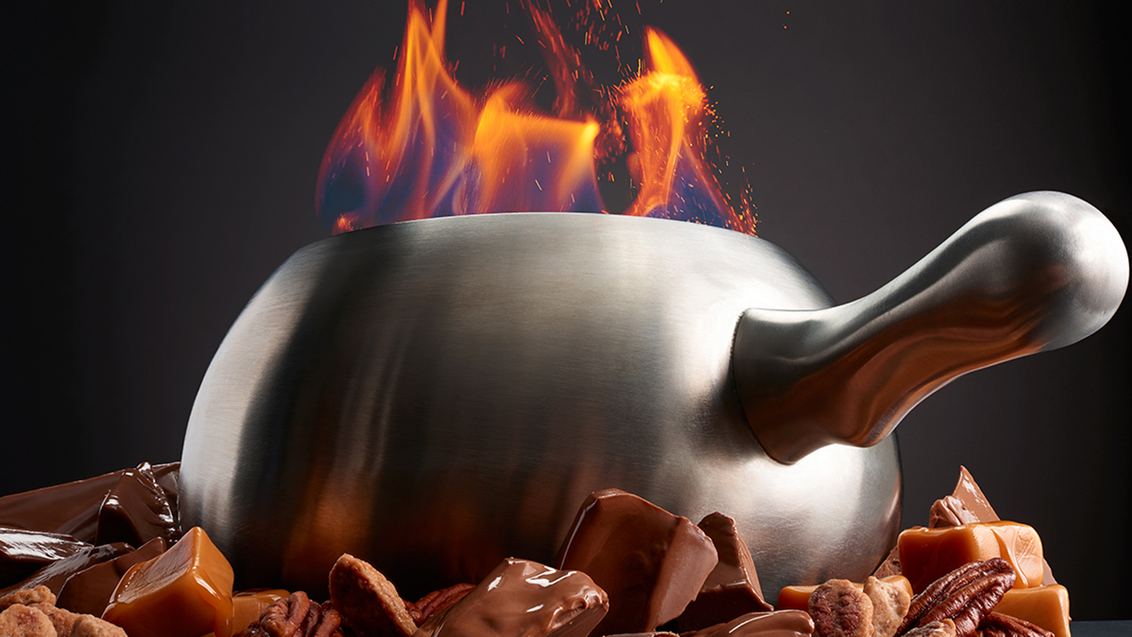 Flaming Pot of Chocolate Fondue